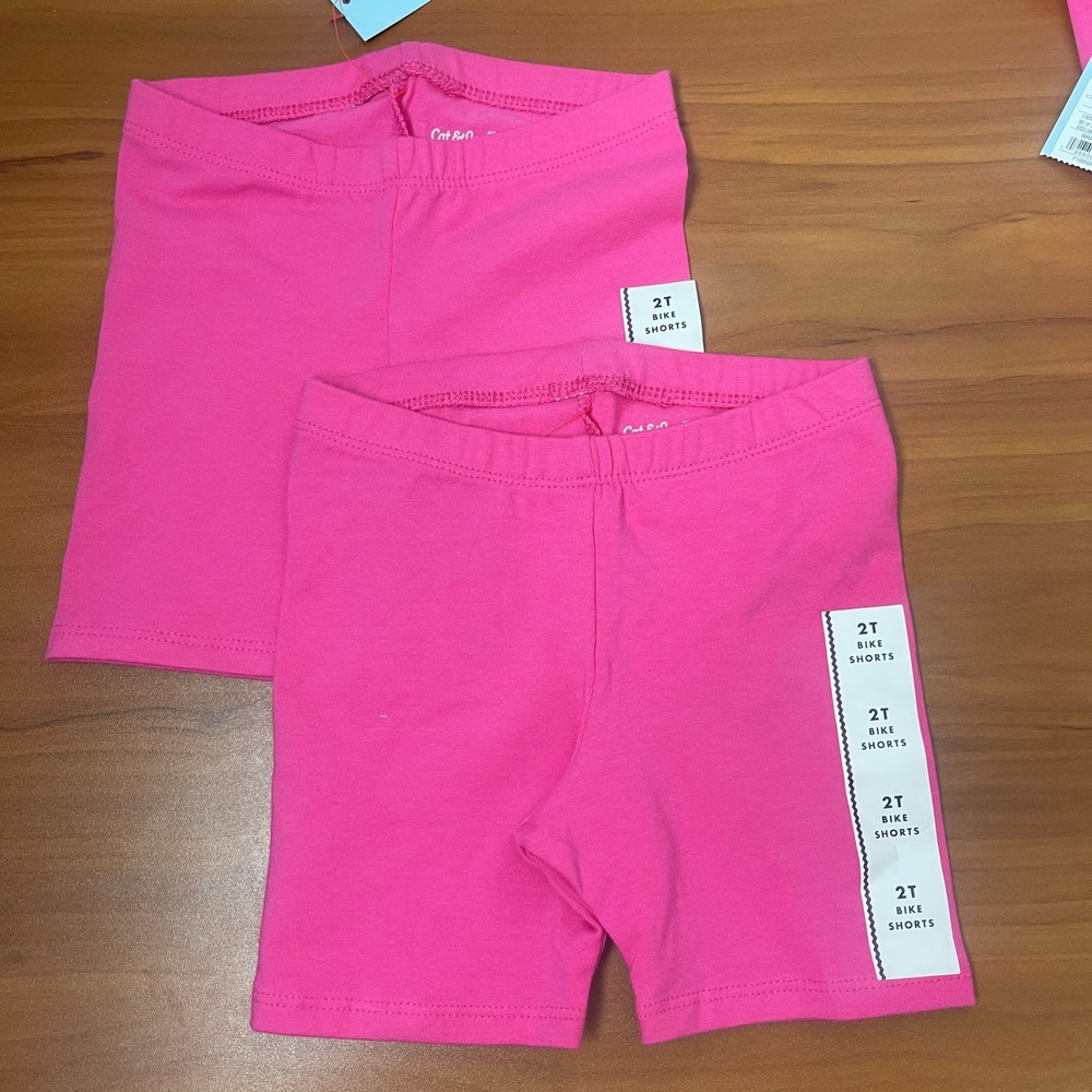 Lot of 2‎ Cat & Jack Girls 2T Bike Shorts Pink Solid Color Toddler Bottom